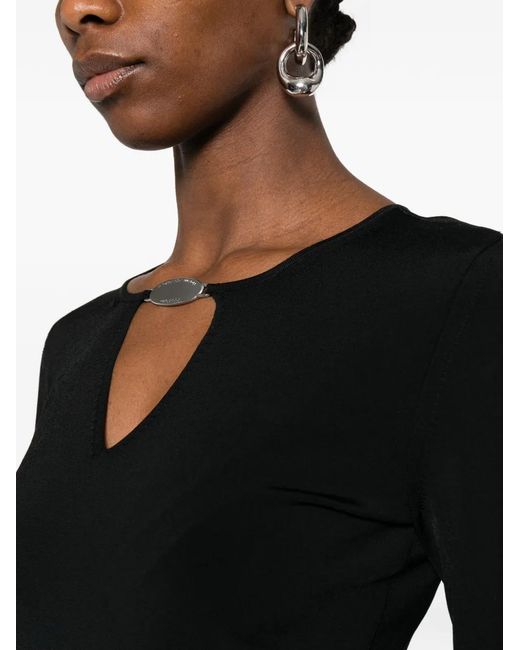 Alexander Wang Black Logo-Plaque V-Neck Sweater