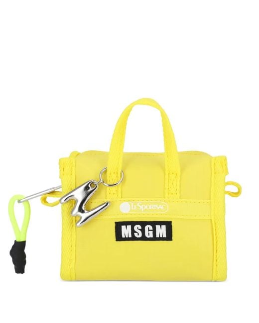 MSGM Yellow Logo Plaque Top Handle Tote Bag
