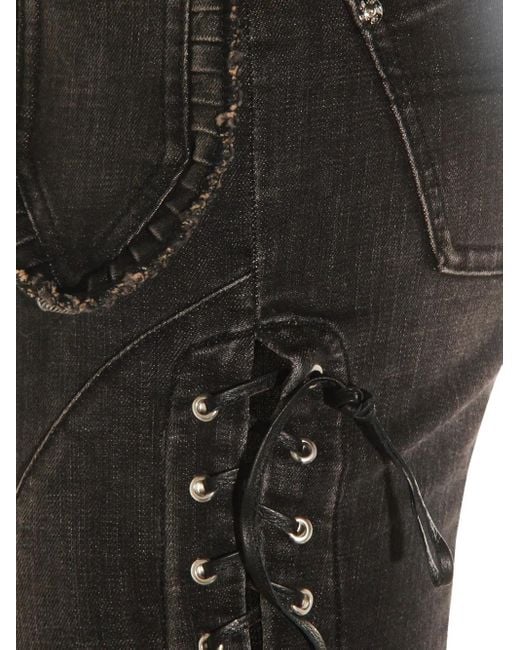 Blumarine Gray Lace-Up Jeans