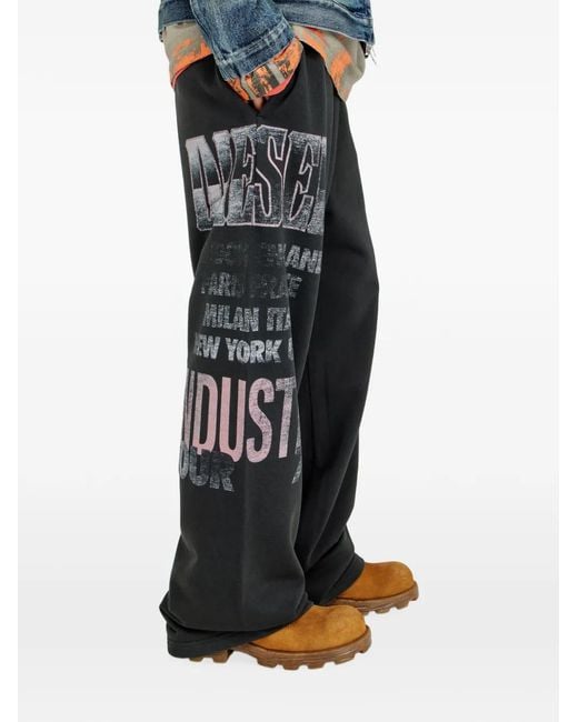 DIESEL Black Sweatpants With Concert-Graphics for men