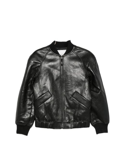Frankie Shop Black Alena Zip-Up Bomber Jacket