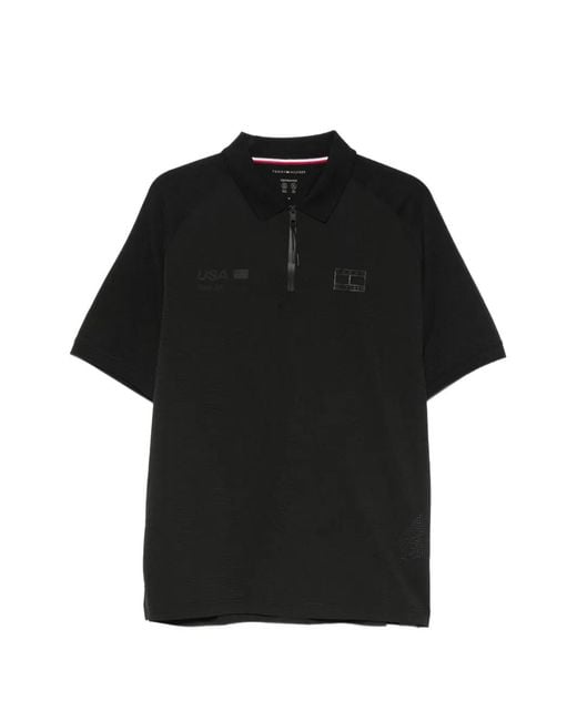 Tommy Hilfiger Black Zip-Fastening Polo Shirt for men