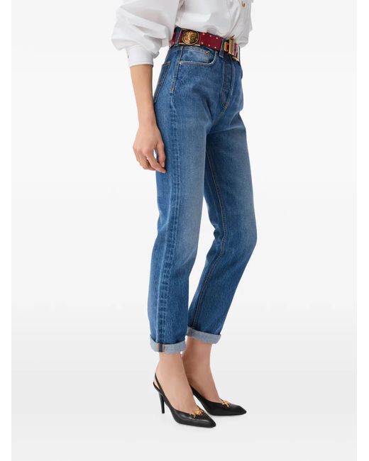 Versace Blue High Waist Straight Jeans