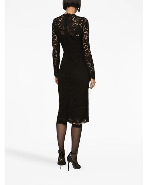 Abito Midi A Fiori di Dolce & Gabbana in Black