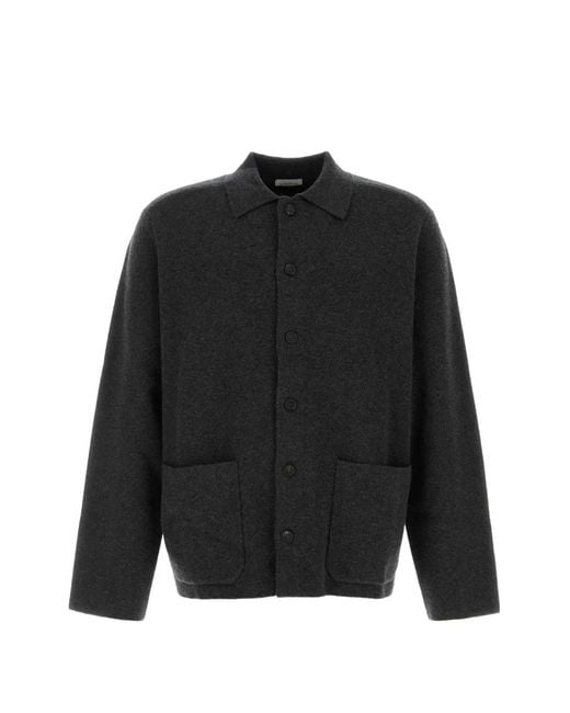 LeKasha Black Mogo Patch-Pocket Cashmere Shirt Jacket for men