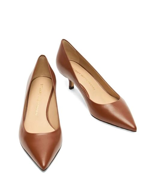 Stuart Weitzman Brown 50Mm Stuart Power Leather Pointed-Toe Pumps