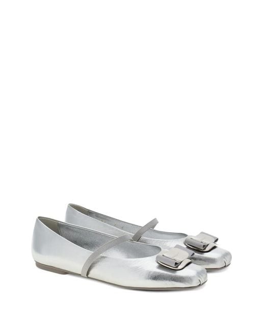 Ferragamo White Flat Shoes