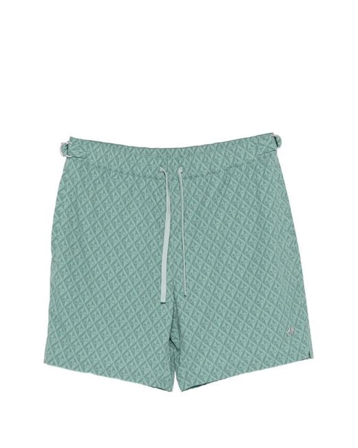 Moose Knuckles Green Drawstring Patterned Swim Shorts for men
