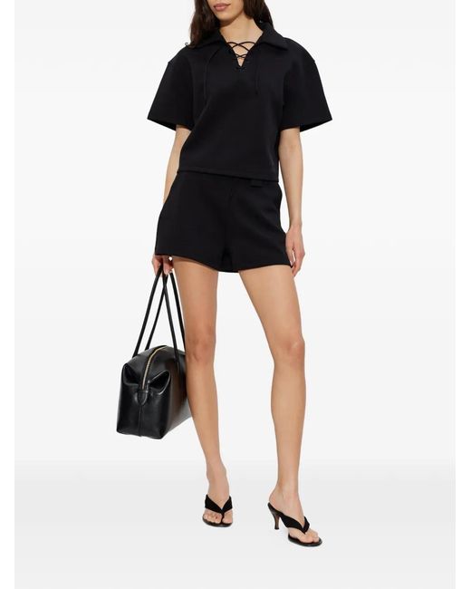 IRO Black Lace-Up Polo Top