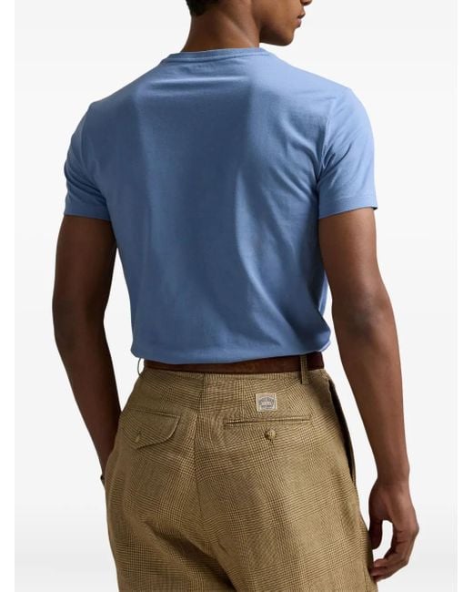 Polo Ralph Lauren Blue Embroidered Crew-Neck T-Shirt for men