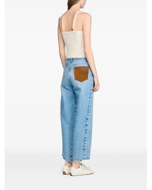 Sandro White Ribbed-Knit Cropped Top