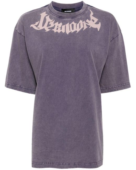 we11done Purple Logo-print Cotton T-shirt