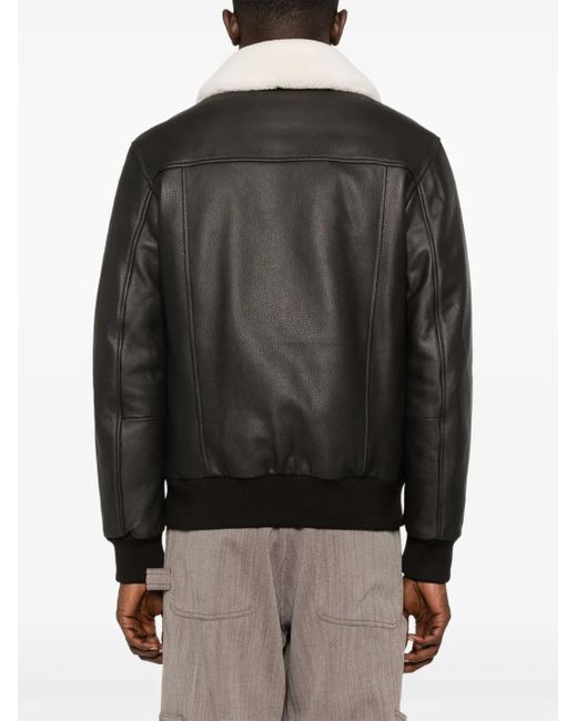 Eleventy Black Shearling Bomber Jacket for men
