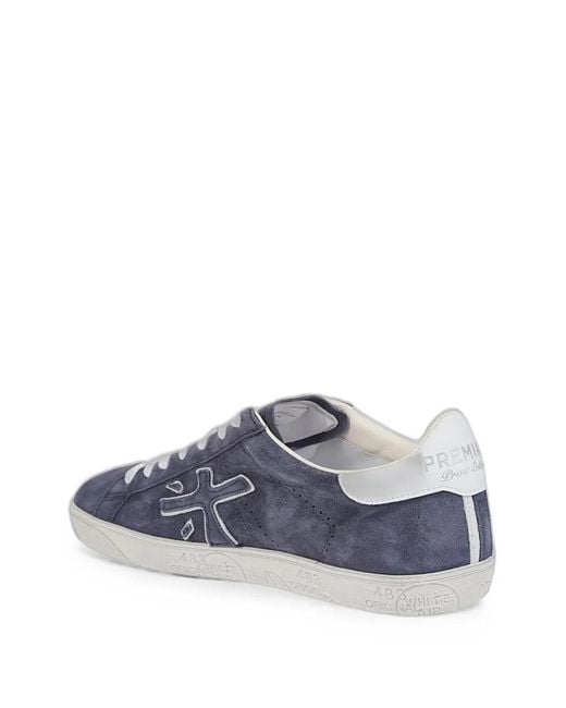 Premiata Blue Logo-Patch Sneakers