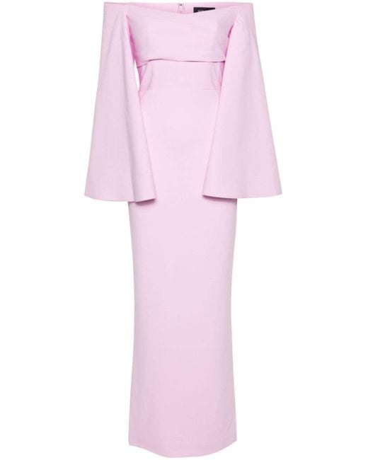 Solace London Pink Eliana Off-shoulder Gown