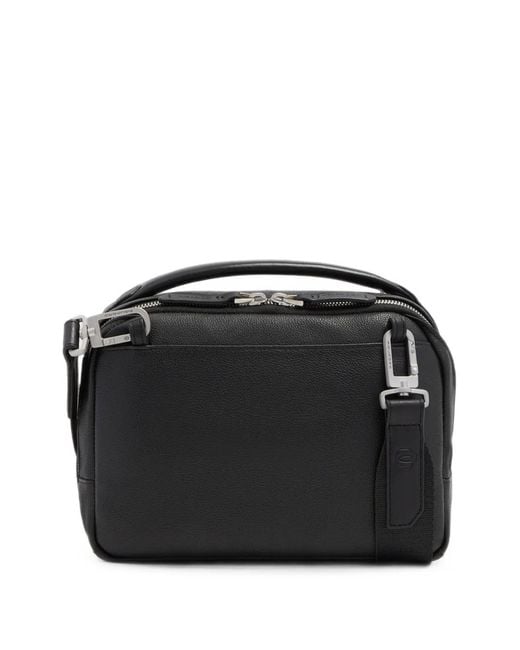 Piquadro Black Logo-Plaque Shoulder Bag for men