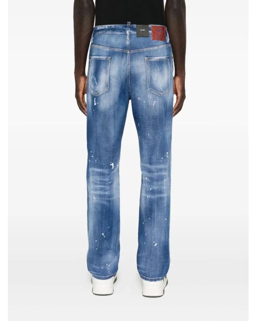 DSquared² Blue Paint-Splatter Jeans for men