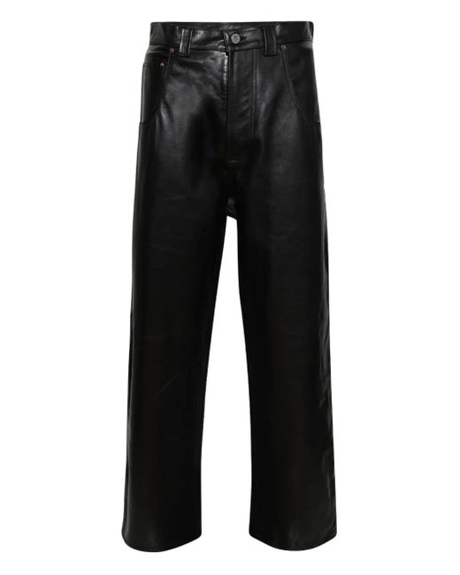 Vetements Black Leather Wide-Leg Trousers for men