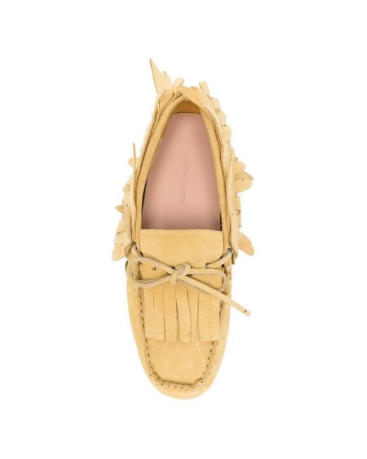 Alberta Ferretti Natural Derbies À Détails De Plumes