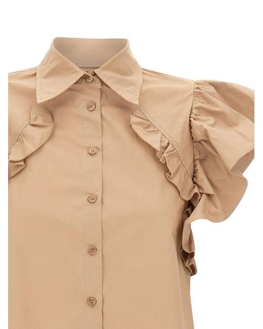 Kaos Natural Ruffled Cropped Shirt