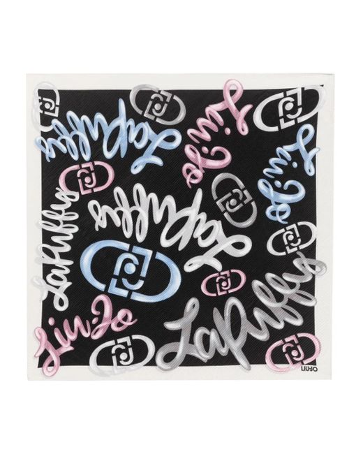 Liu Jo Black Schal mit Logo-Print