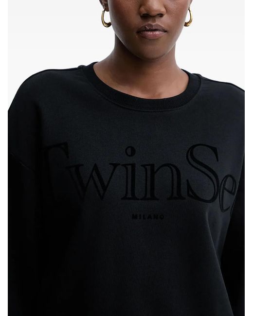 Twinset Black Logo-Print Sweatshirt