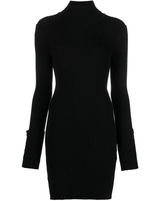 Robe Courte En Maille Nervurée À Coupe Courte Rabanne en coloris Black