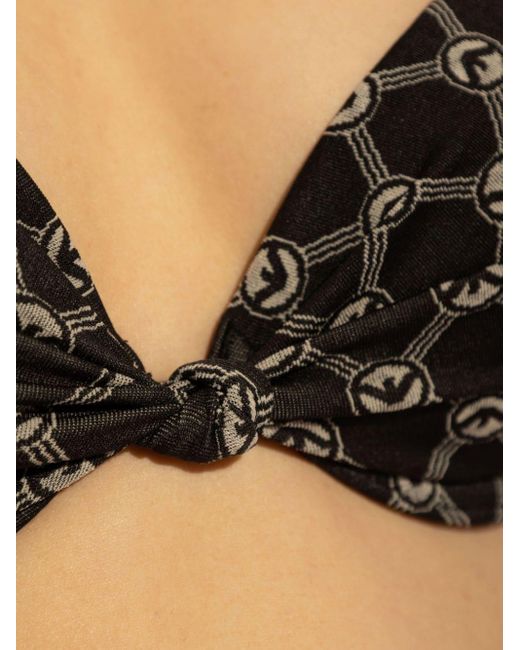 Emporio Armani Brown Monogram-print Underwire Bikini