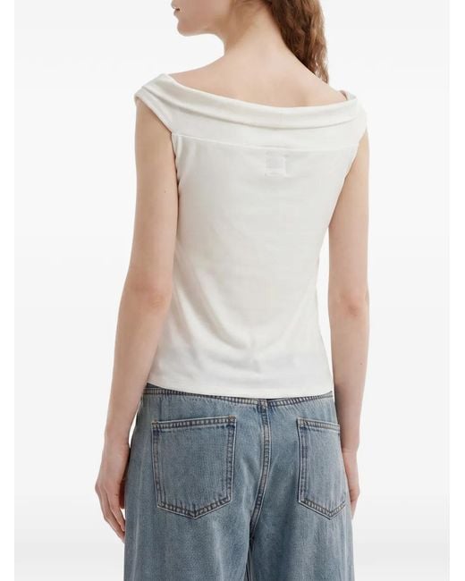 B+ AB White Twist-Detail Off-Shoulder Top