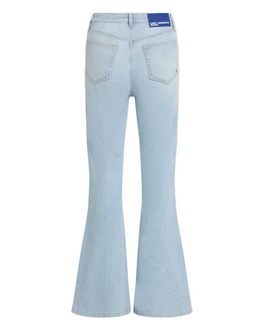 Karl Lagerfeld Blue High-Rise Flared Jeans