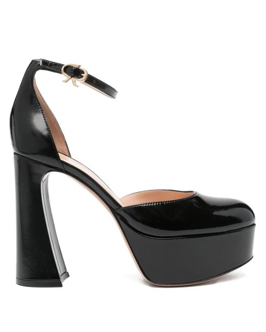Gianvito Rossi Black 120Mm Platform Ankle-Strap Heeled Pumps