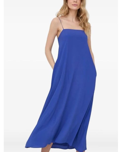 Liviana Conti Blue Square-Neck Midi Dress