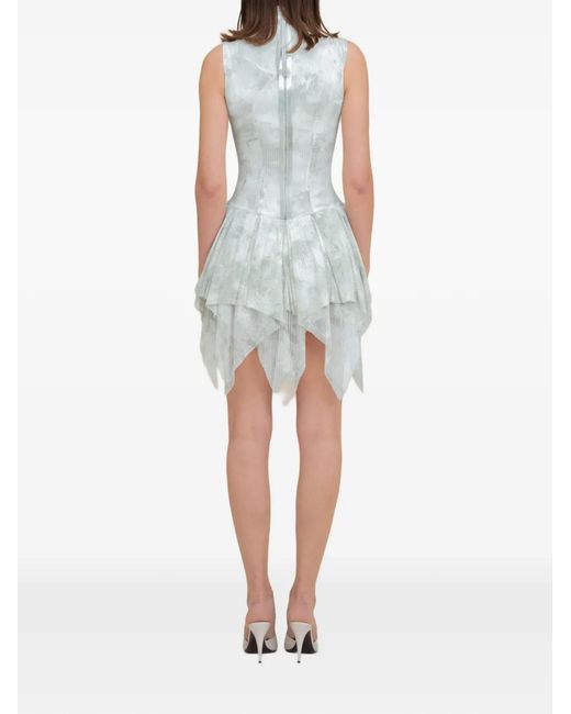 Contessa Mills Blue Bella Hand-Painted Handkerchief-Hem Dress