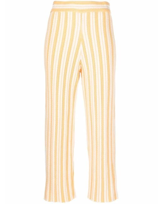 Jil Sander Natural Striped Cropped Trousers