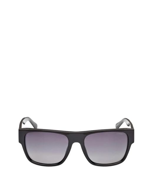 Guess Gray Logo-Plaque Rectangle-Frame Sunglasses for men