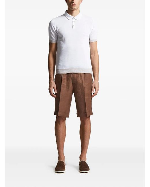Peserico White Pleated Linen Shorts for men