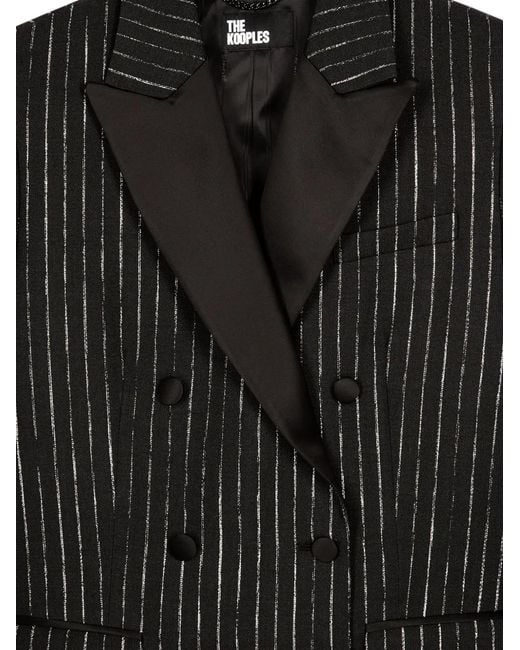 The Kooples Black Pinstripe Double-Breasted Jacket