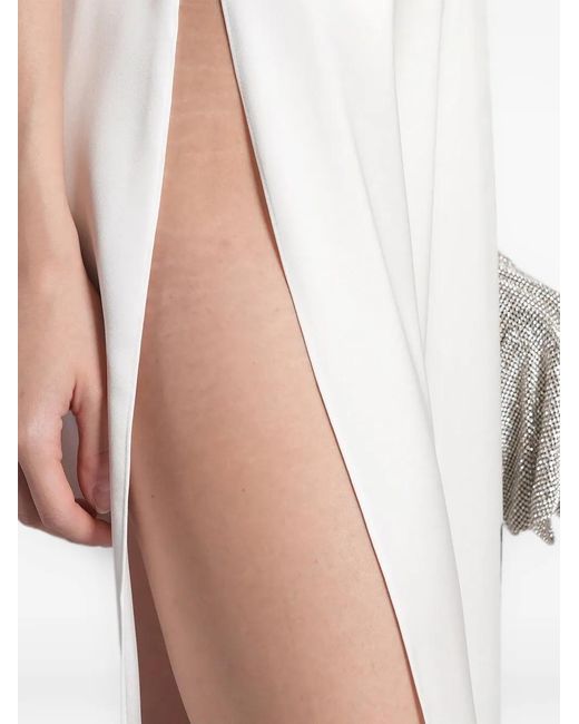 David Koma White Plunging V-Neck Side-Slit Dress