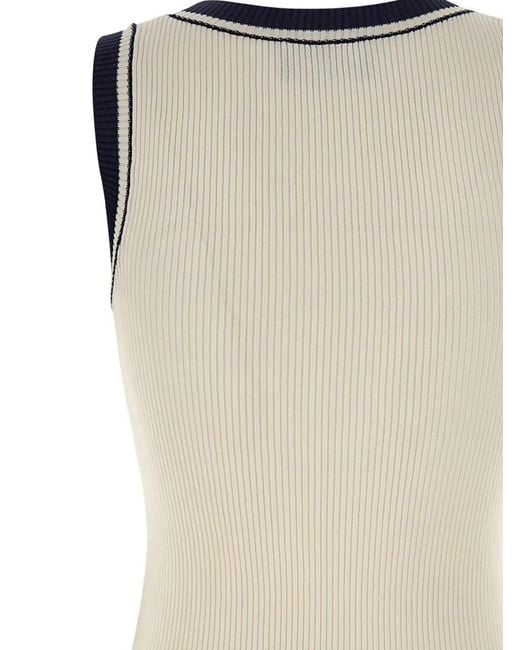 Seafarer Natural Ribbed Logo-Embroidered Top