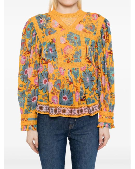 Farm Rio Mica Top Met Korte Mouwen in het Orange