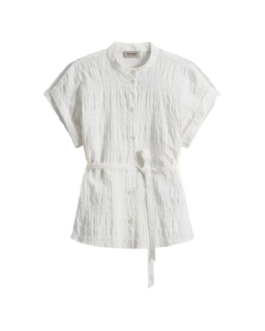 Woolrich White Belted Short-Sleeve Blouse
