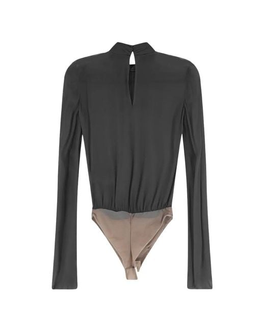 Elisabetta Franchi Black Tone Hardware Pleated Bodysuit