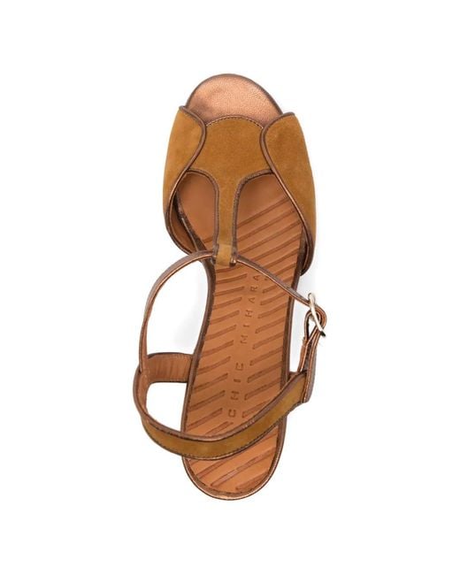 Chie Mihara Pink Keduni T-Strap Leather Sandals