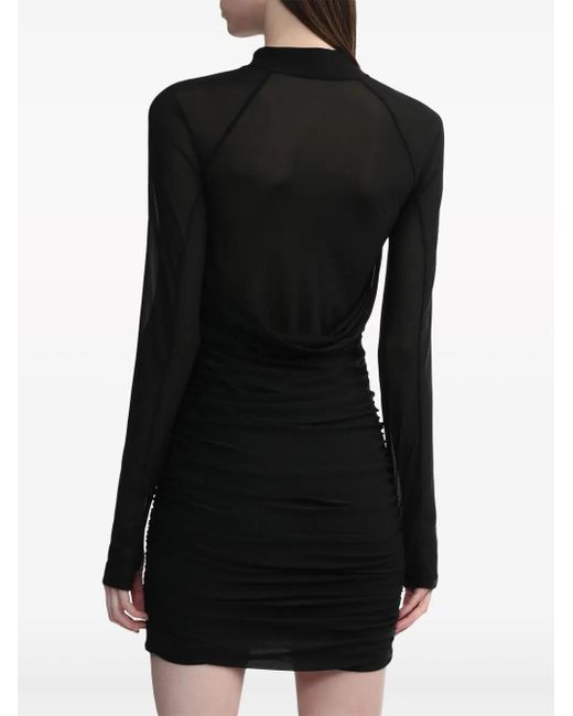 Helmut Lang Black Ruched Long-Sleeve Minidress