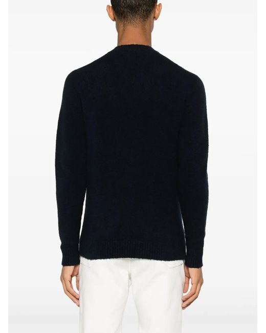Roberto Collina Blue Crew-Neck Cotton-Blend Jumper for men