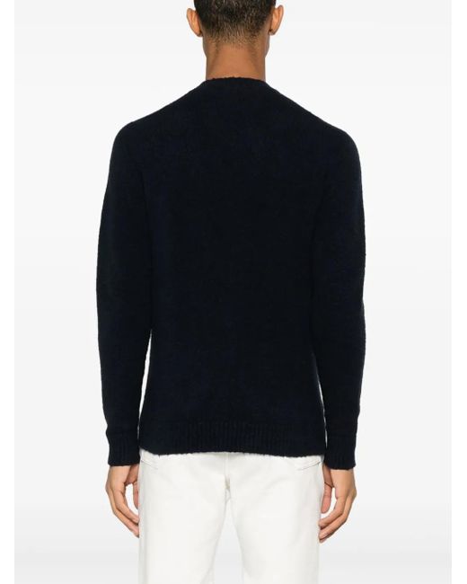 Roberto Collina Blue Crew-Neck Cotton-Blend Jumper for men