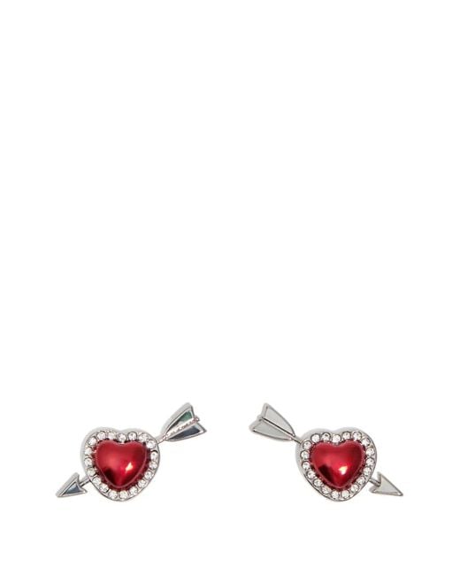Bimba Y Lola Metallic Crystal-Embellished Arrow-Pierced Heart Earrings