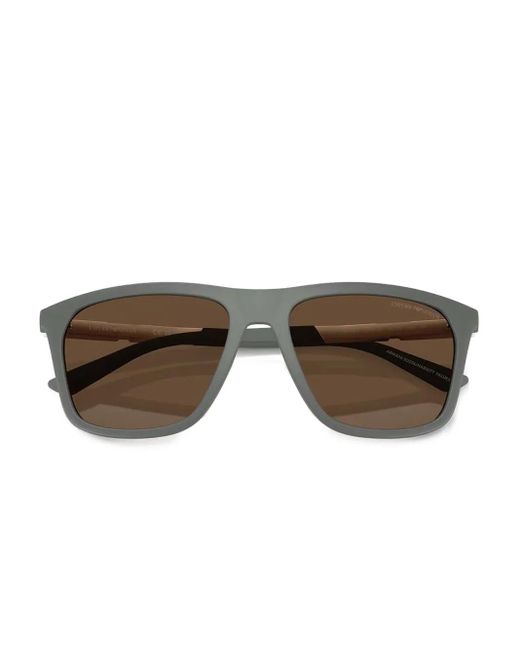 Emporio Armani Gray Matte-Frame Square Sunglasses for men
