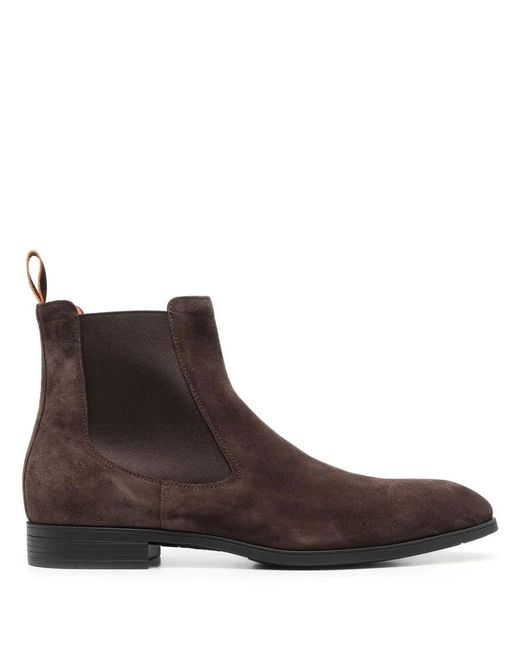 Santoni Brown Detoxify Elasticated-Panel Boots for men