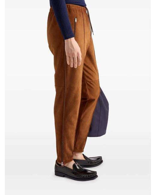 Prada Brown Suede Joggers for men